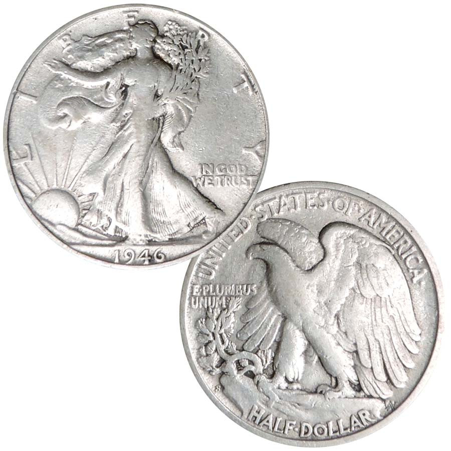 1946-S Walking Liberty Half Dollar reverse with S mint mark and frosty gem uncirculated luster